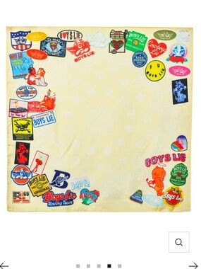 Boys Lie Yellow Satin Bandana / Scarf with Multicolor Patch Graphics